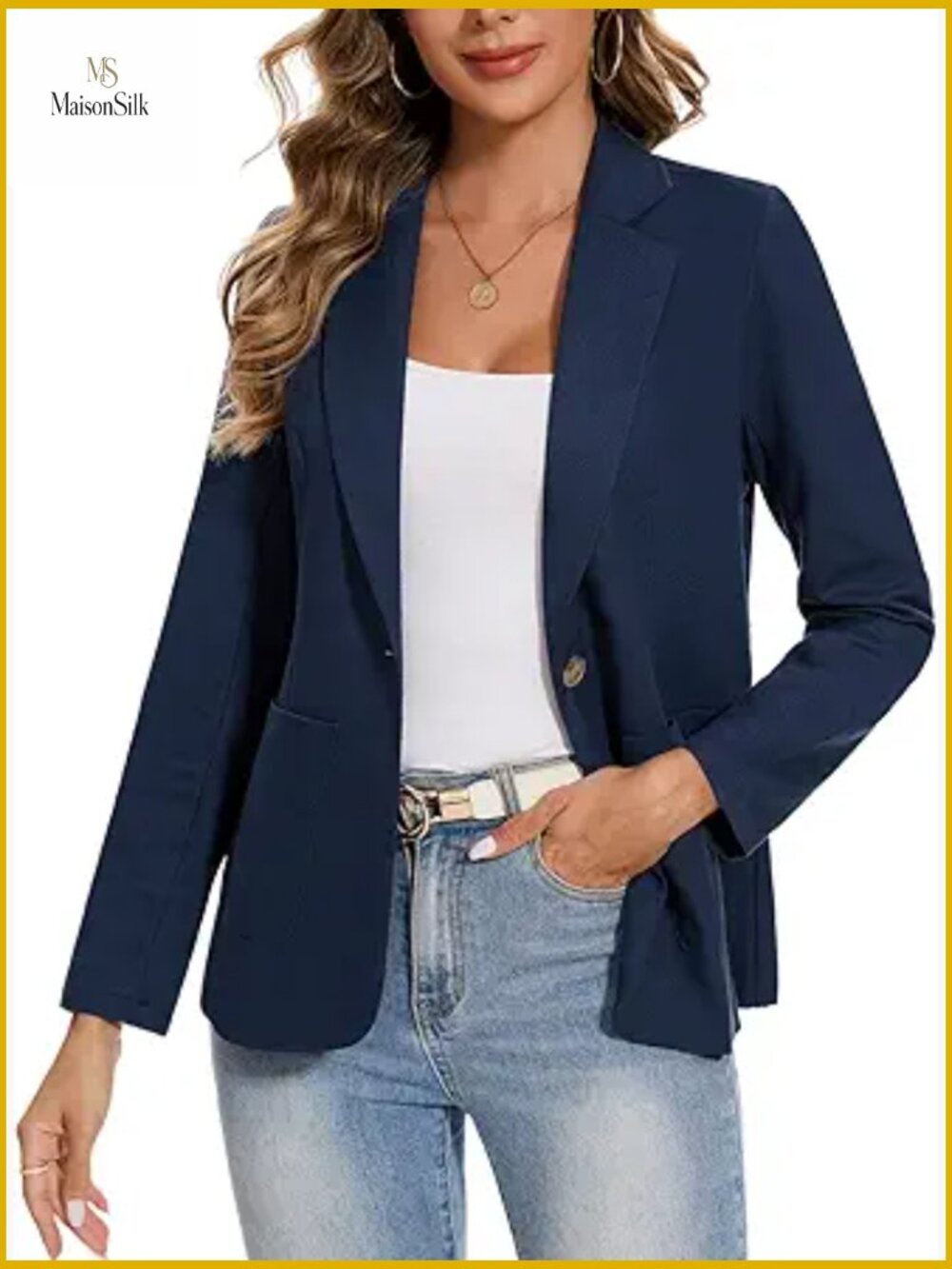 Cotton Linen Blazer One Button Lapel Long Sleeve Slim Fit Office Jacket